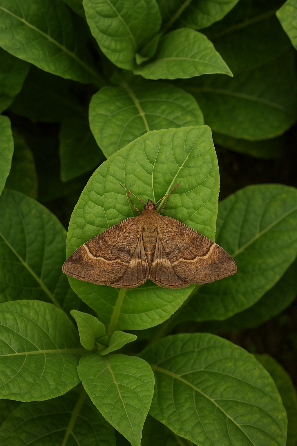 这是一只夜蛾 我要你生成其在无人机俯视拍摄视角图片 无人机高度在