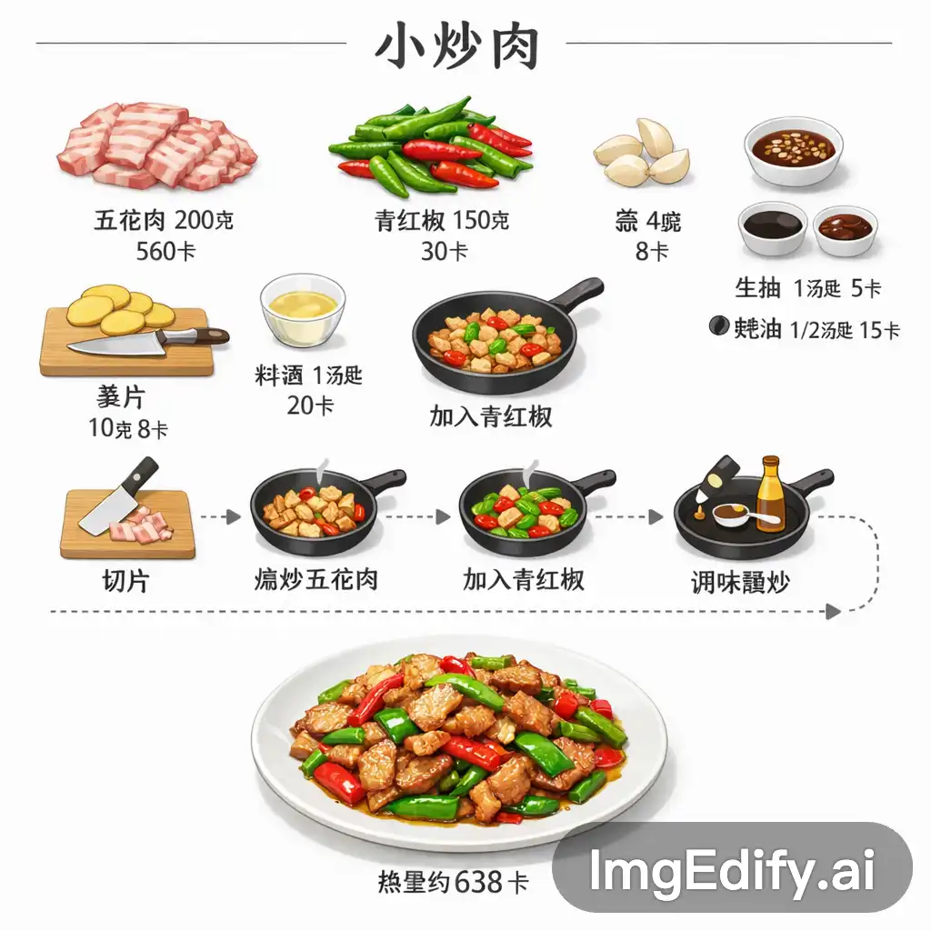 为「{菜品名称}」生成一张分步骤菜谱信息图，要求：
- 俯视图，
