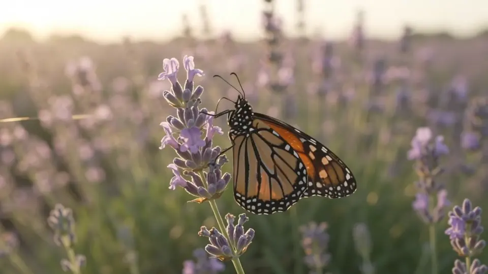 Butterfly on lavender, generated with Gemini Omni 1.1 Flash